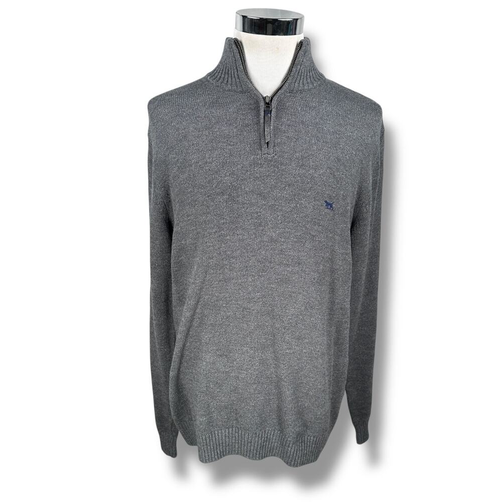 Rodd & Gunn Sweater Mens‎ Medium Gray 100% Cotton Quarter 1/4 Zip Classic Knit